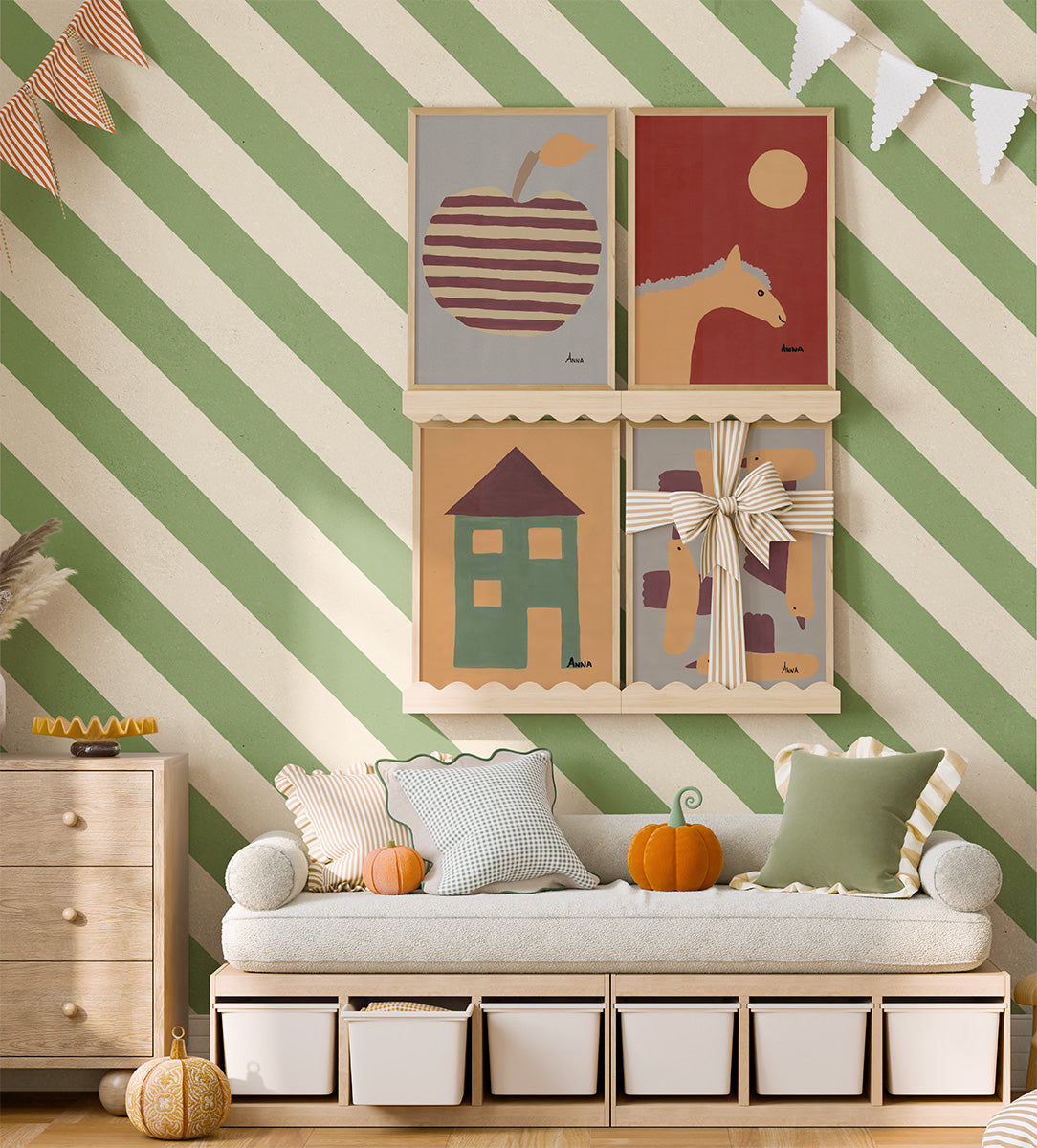 Stripy Apple Wall print