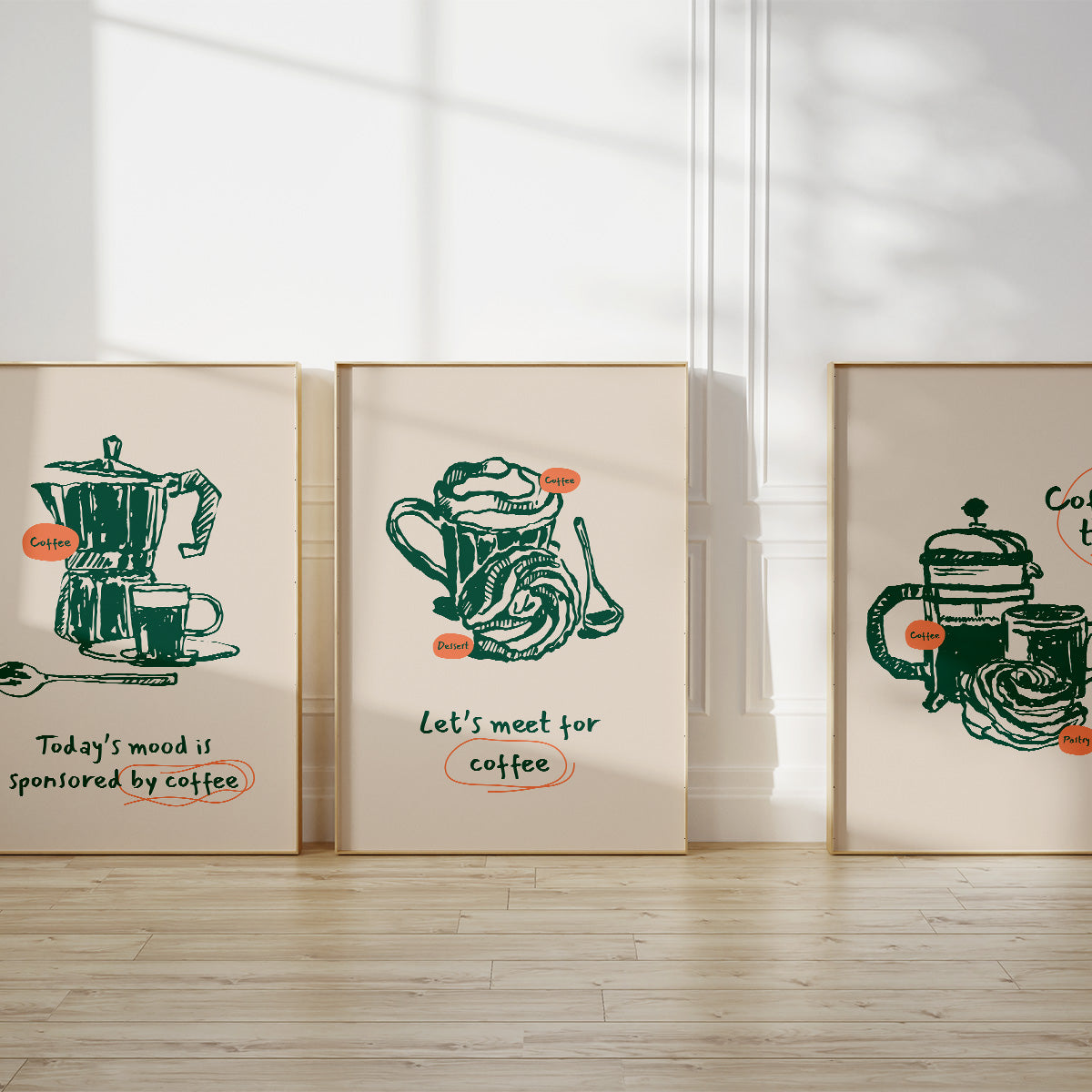 Today's mood is sponsored by coffee Wall Print