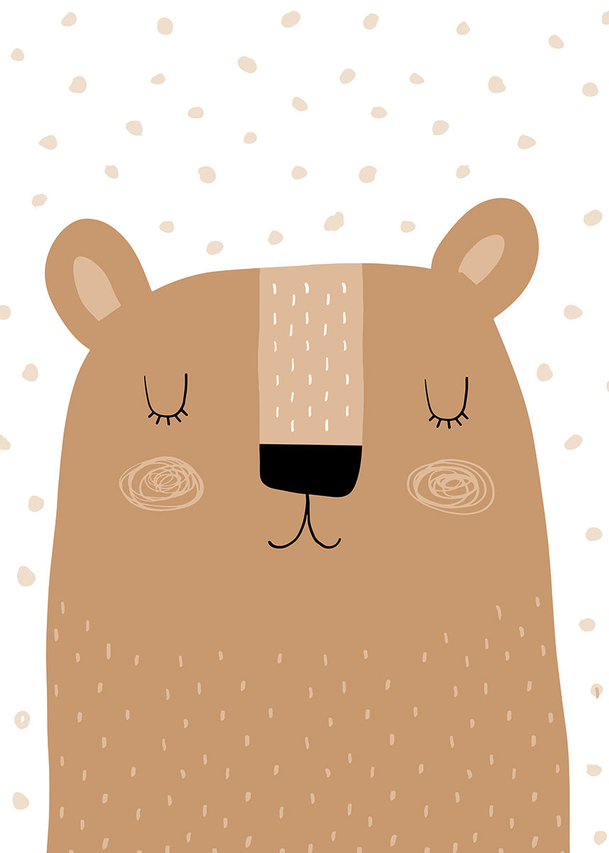 Brown Polkadot Bear Wall Print