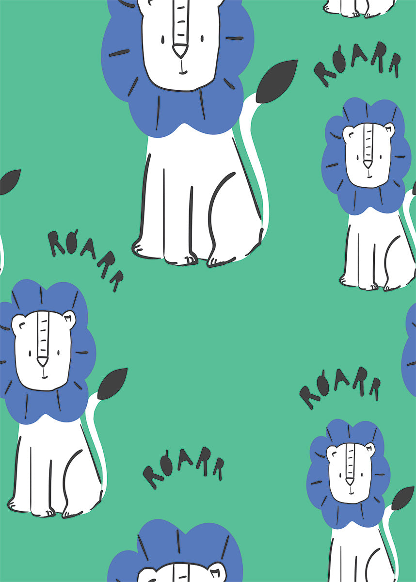 Green Lion Wall Print