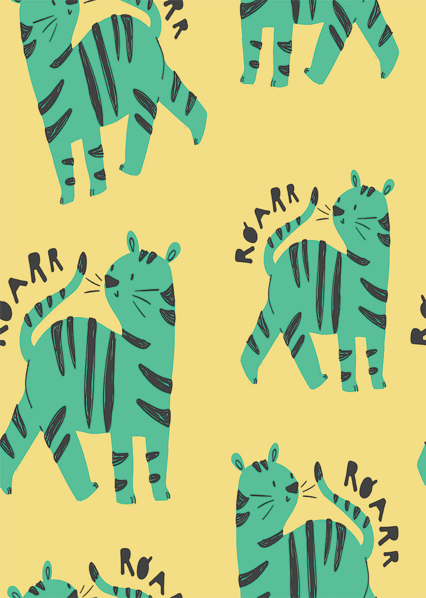 Yellow Tiger Wall Print