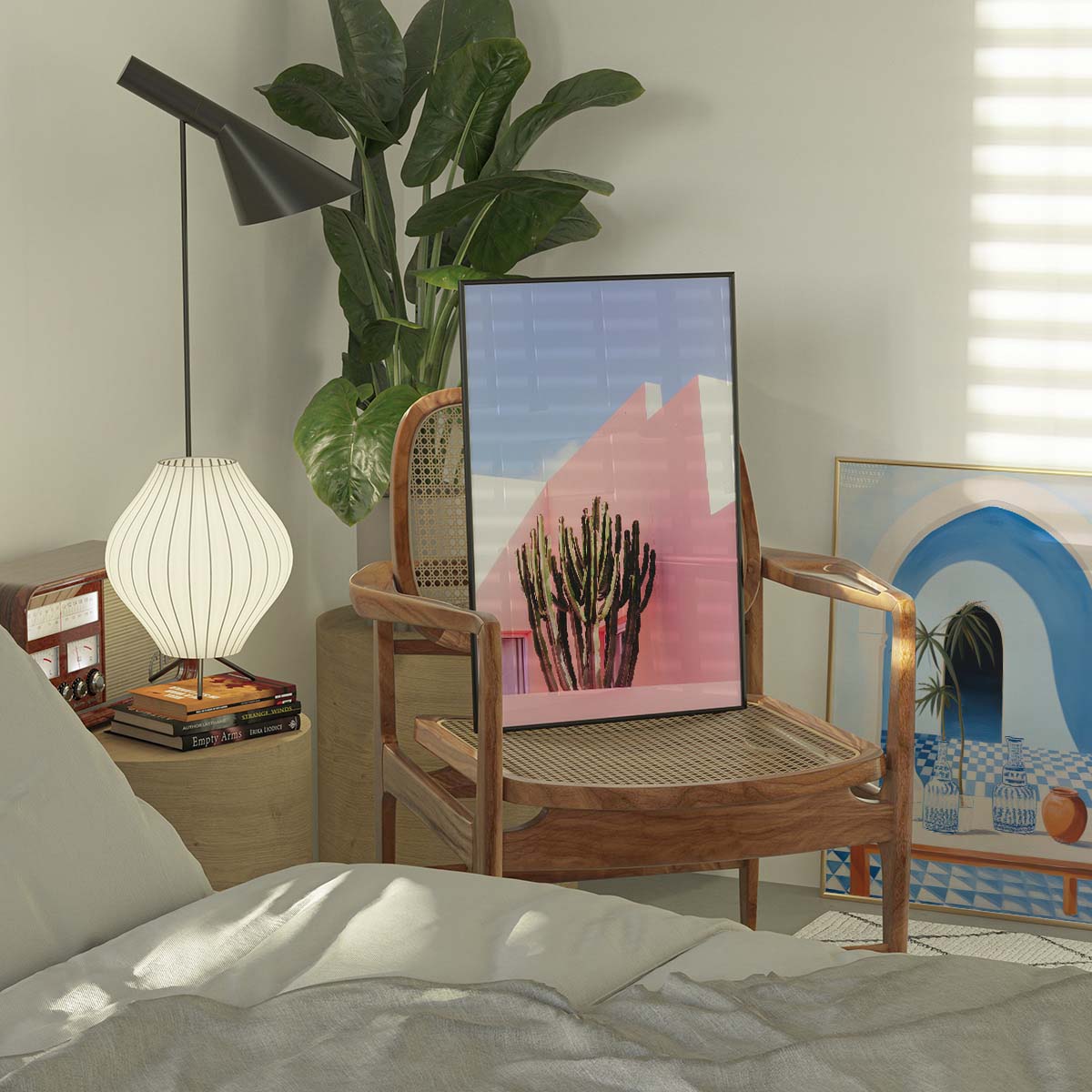 Cactus on Pink Wall Wall print