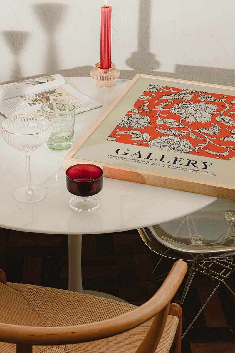 Aesthetic Floral Orange Wall print