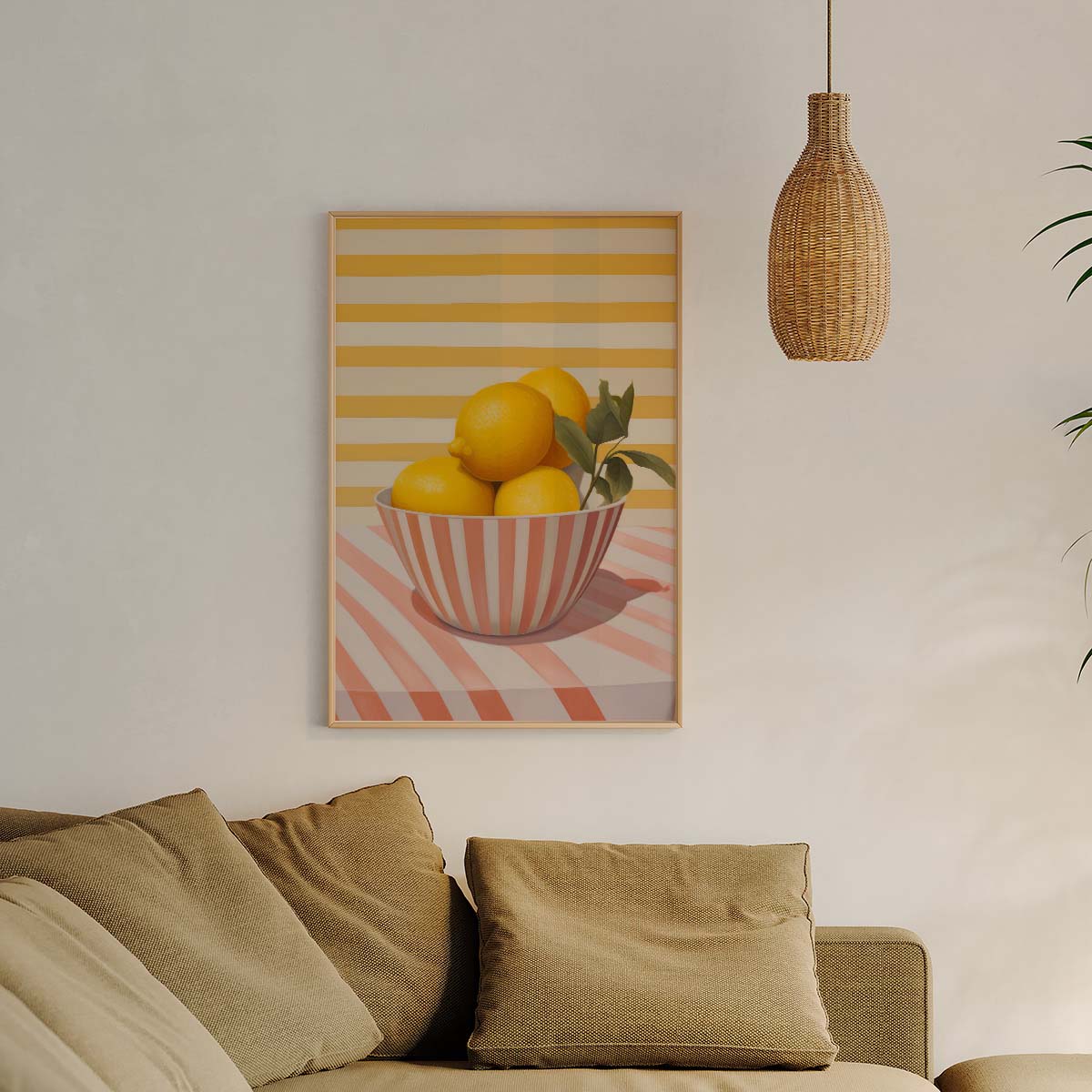Stripes and Lemons Wall print