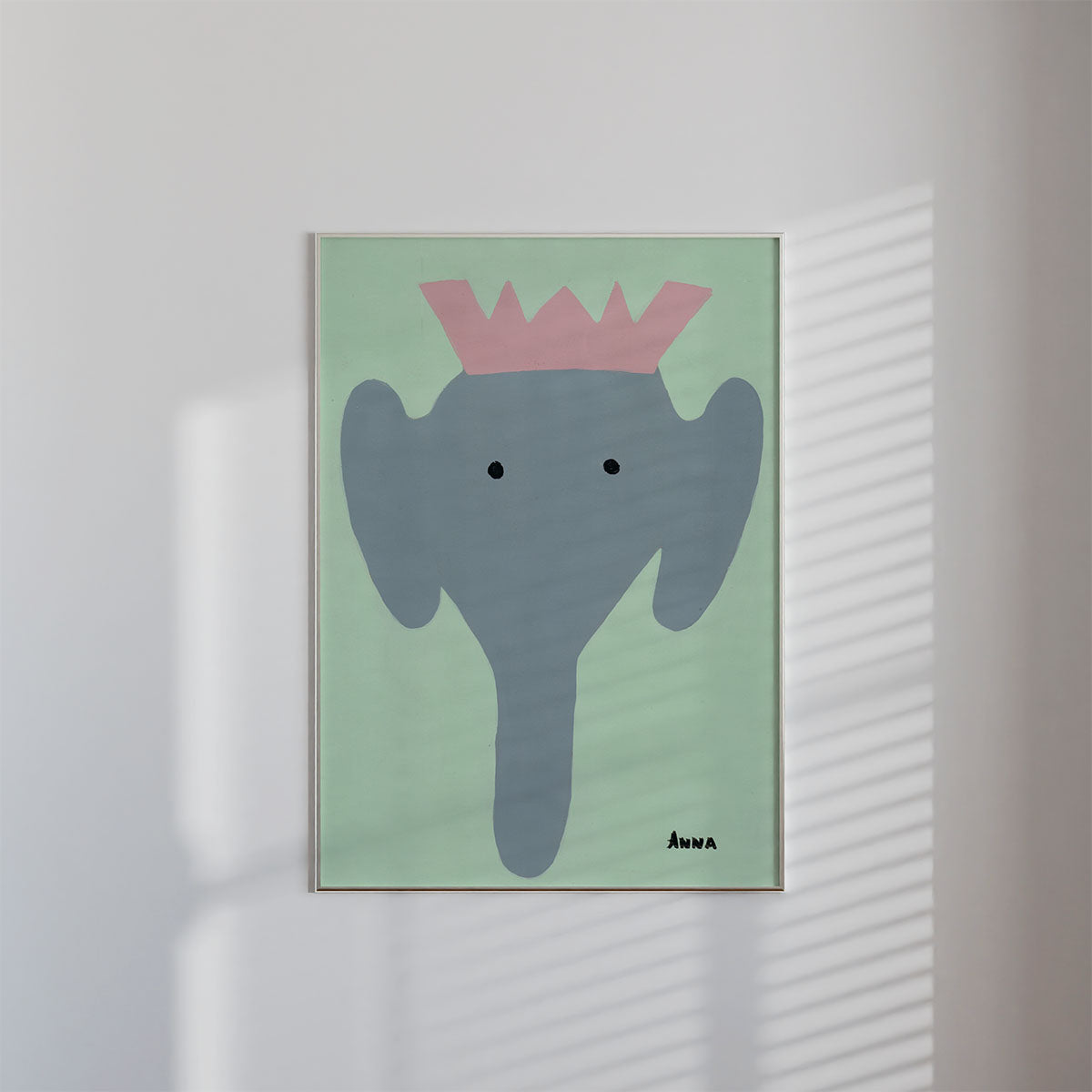 Pink Crown Elephant Wall print