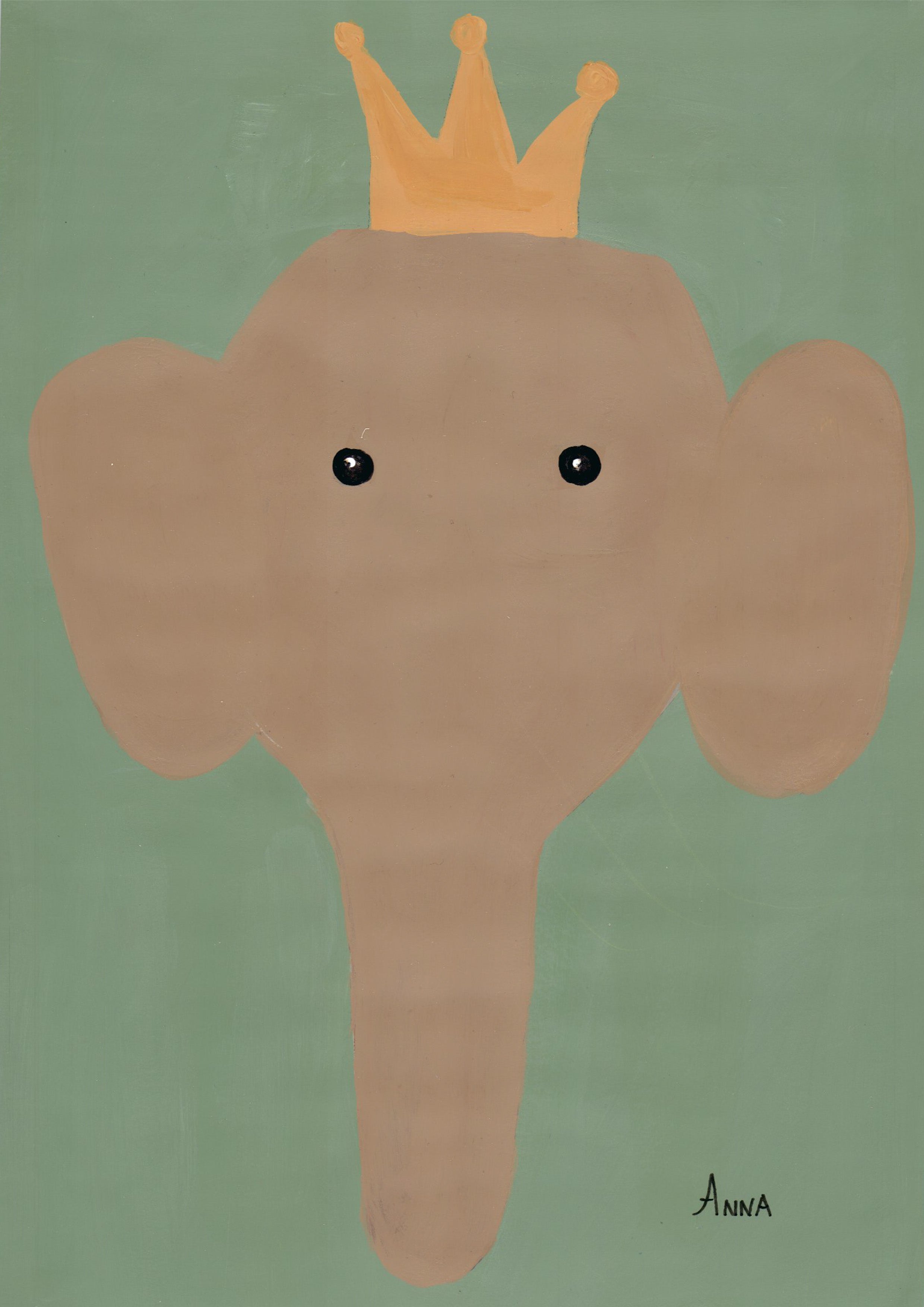 Yellow Crown Elephant Wall print