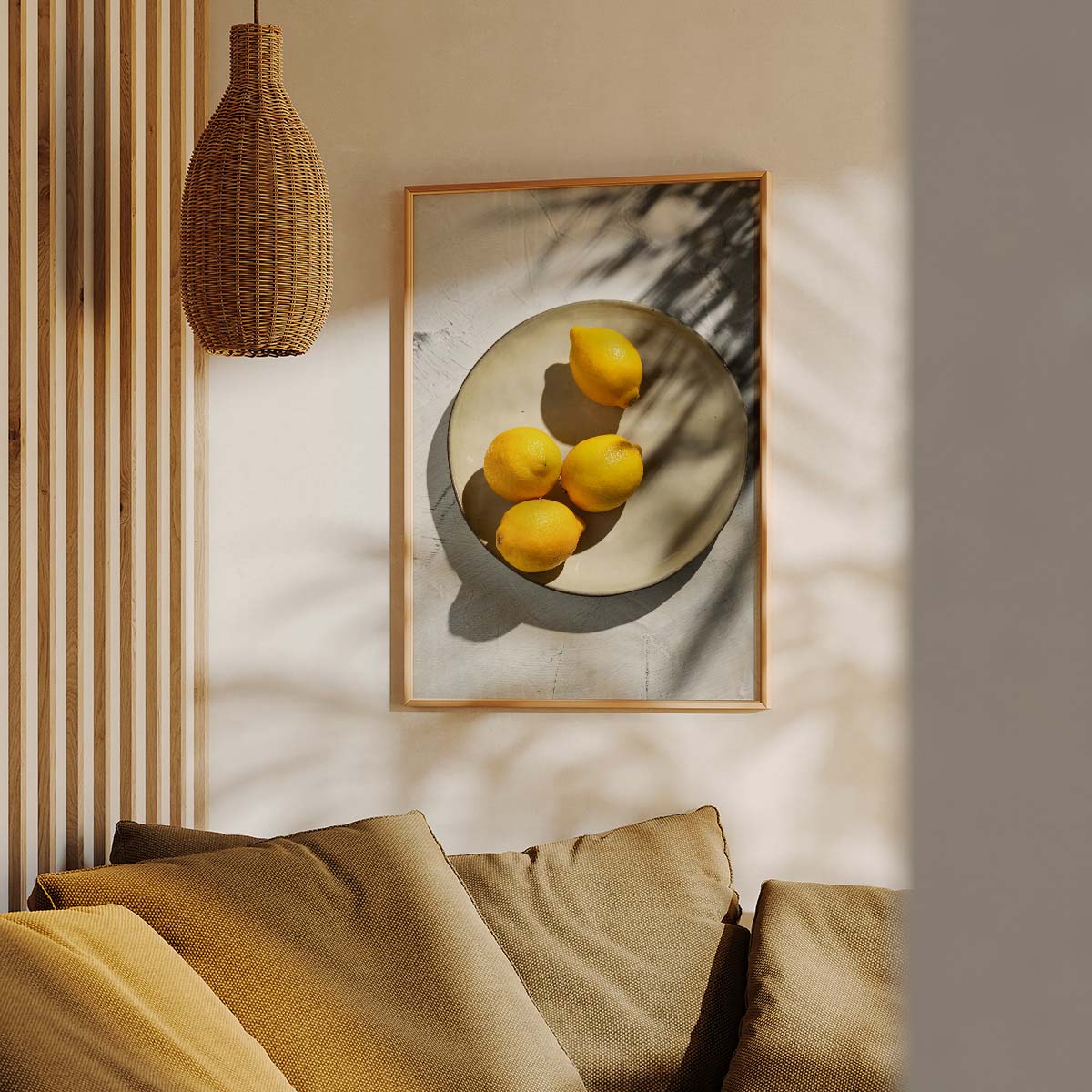 Plate with Lemons Wall print