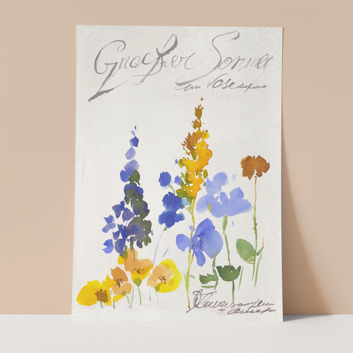 Watercolour Wildflowers Wall print