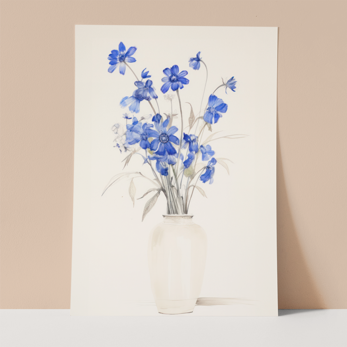 Blue Soft Floral Wall print