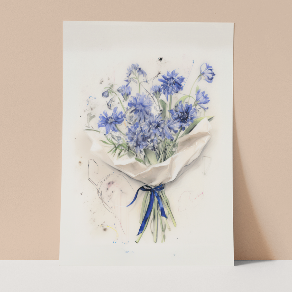 Blue Floral Bunch Wall print