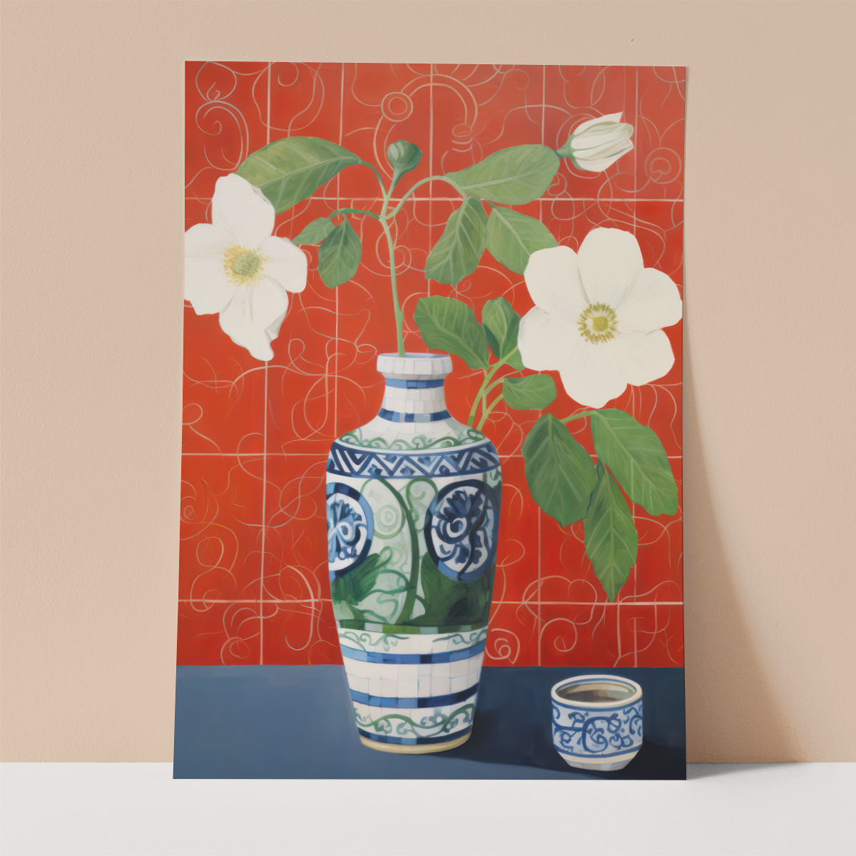 Chinese Floral Vase Wall print