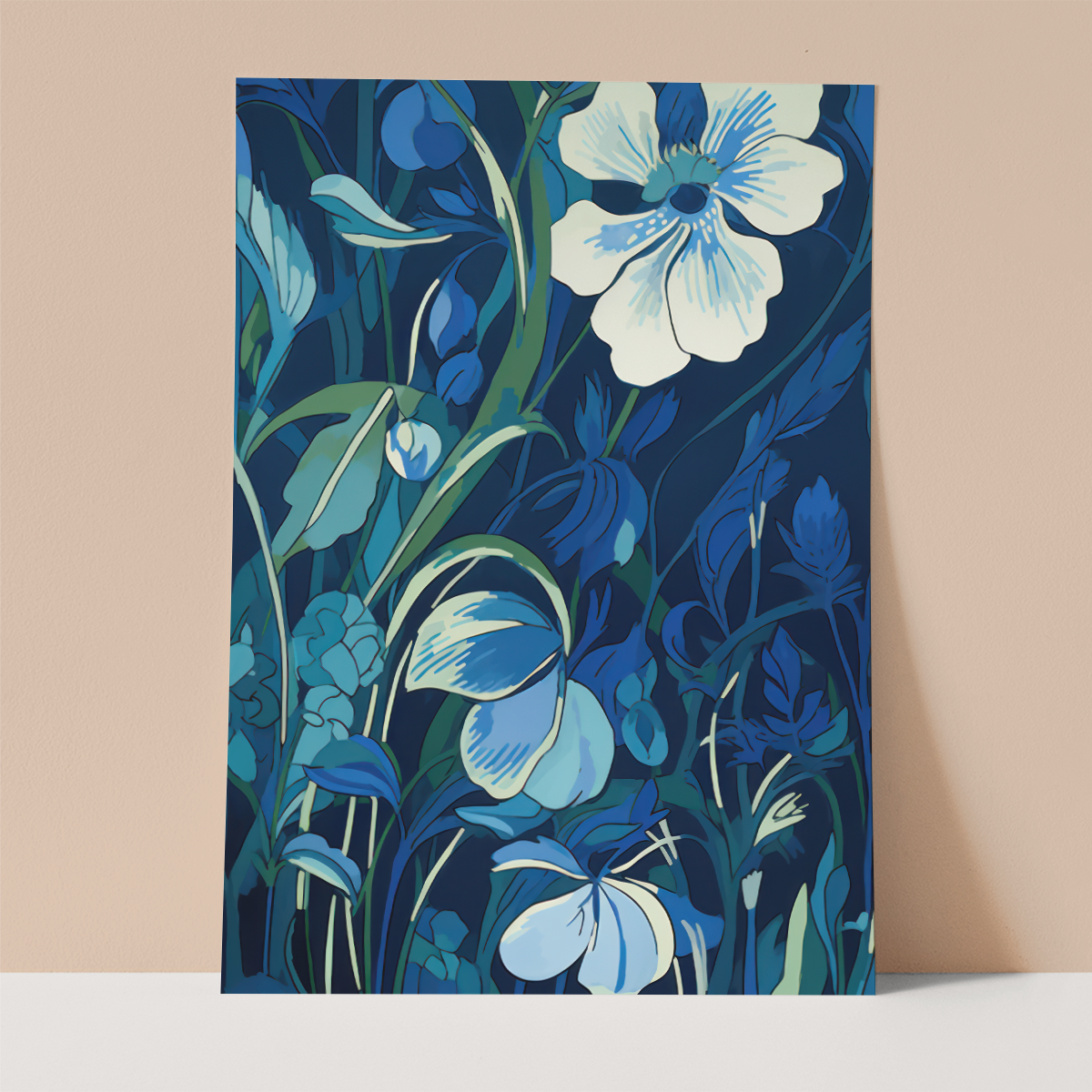 Blue Floral Wall print