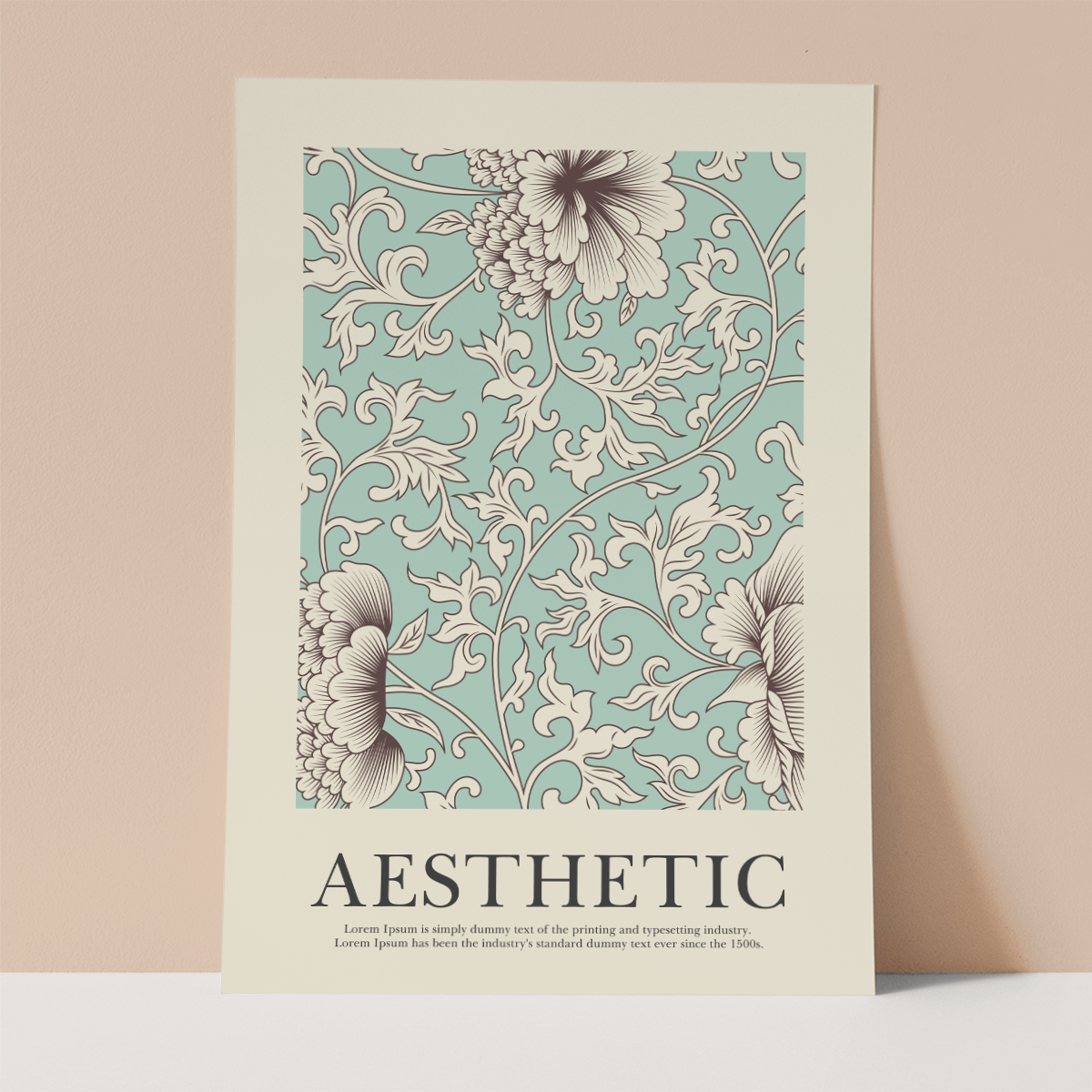 Aesthetic Floral Blue Wall print