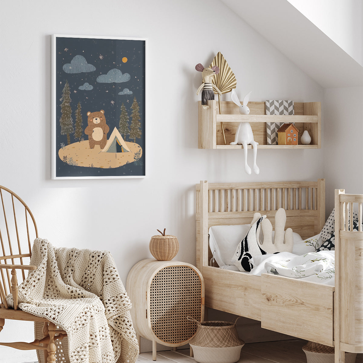 Camping Bear Wall print