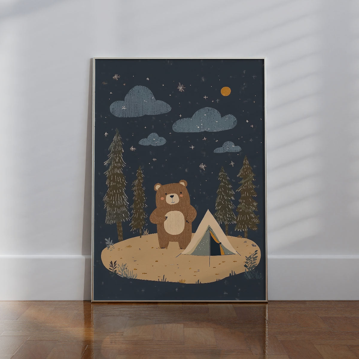 Camping Bear Wall print