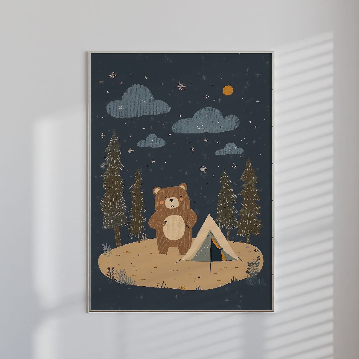 Camping Bear Wall print