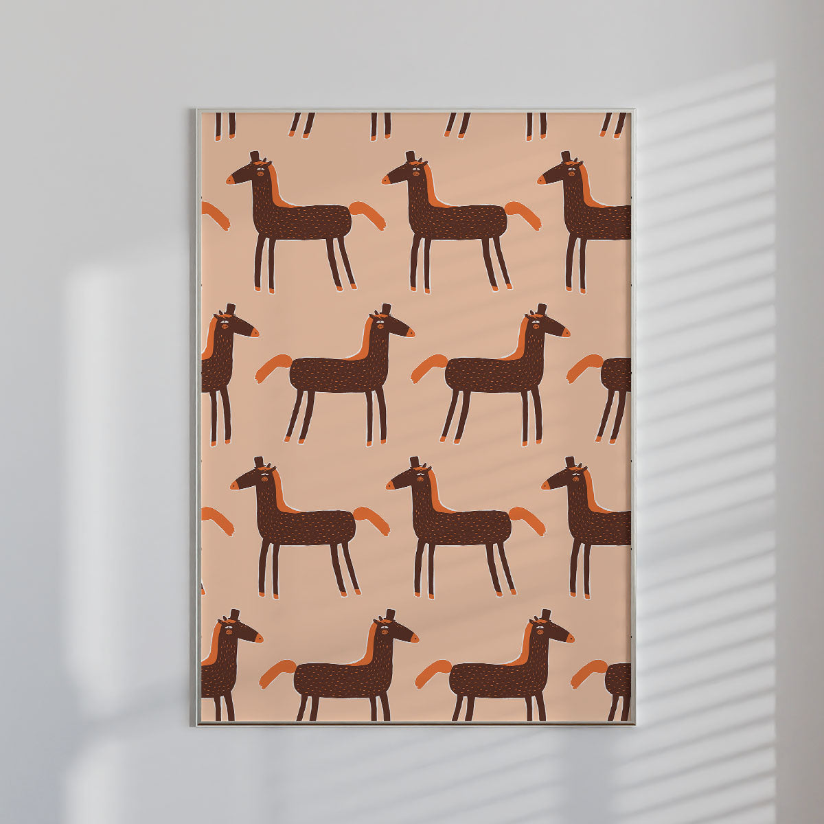 Orange Horses Wall Print