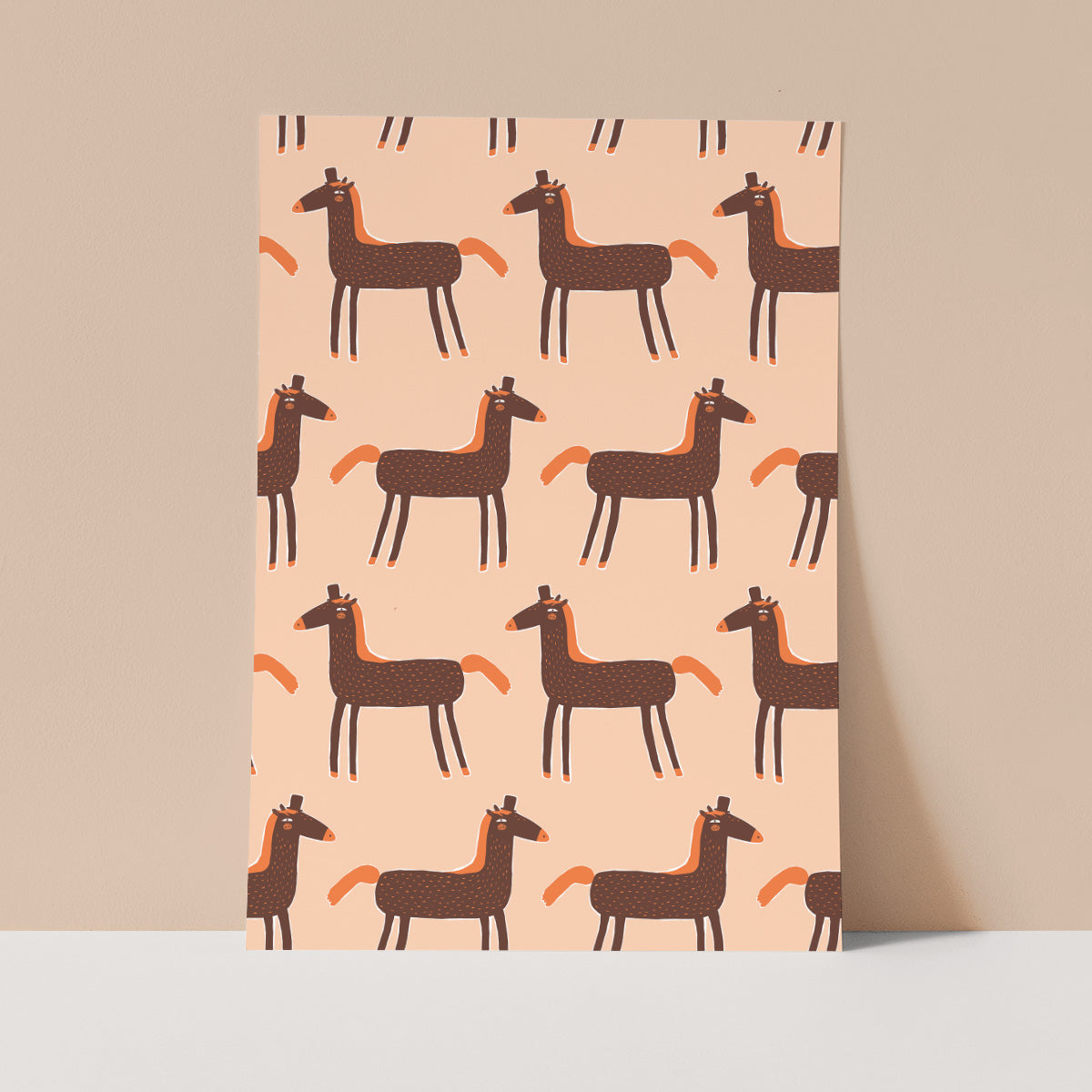 Orange Horses Wall Print
