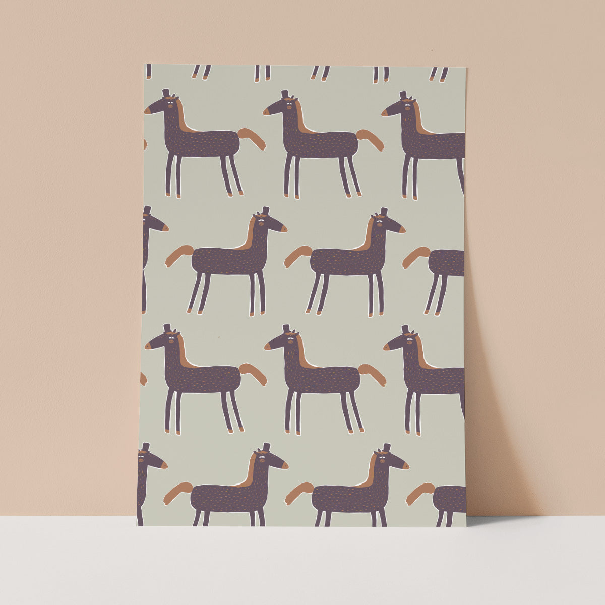 Green Horses Wall Print