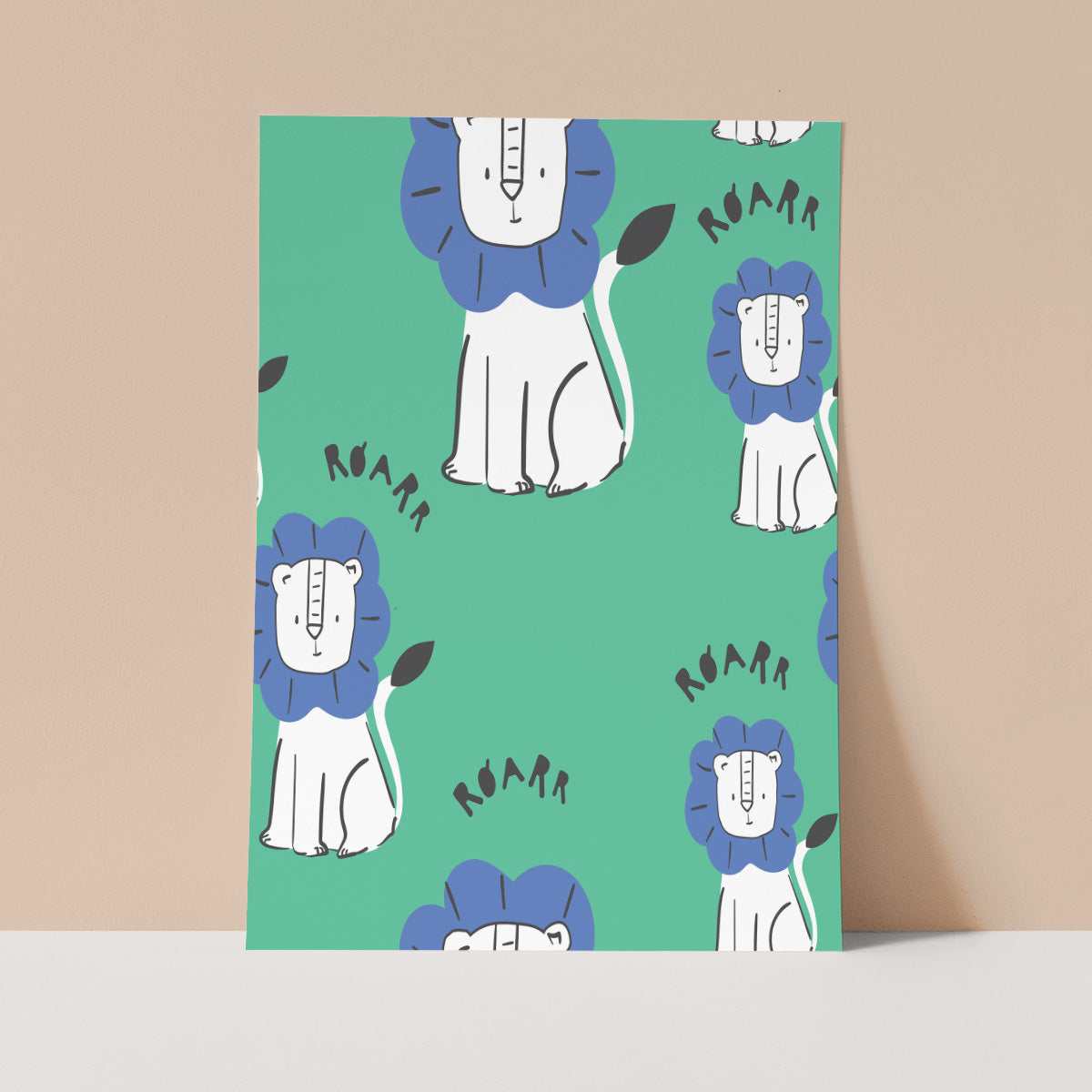 Green Lion Wall Print