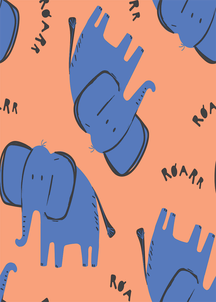 Orange Elephant Wall Print