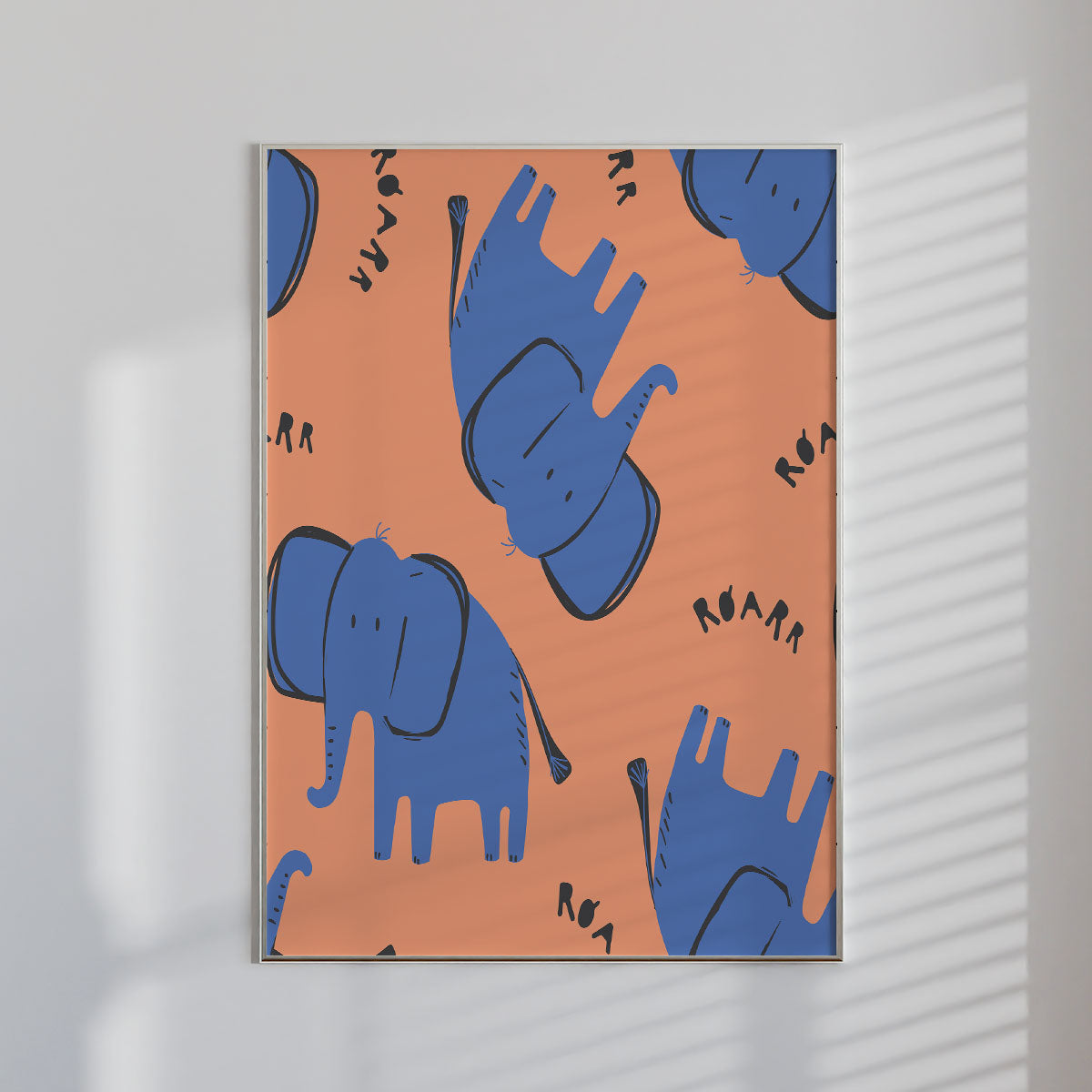 Orange Elephant Wall Print