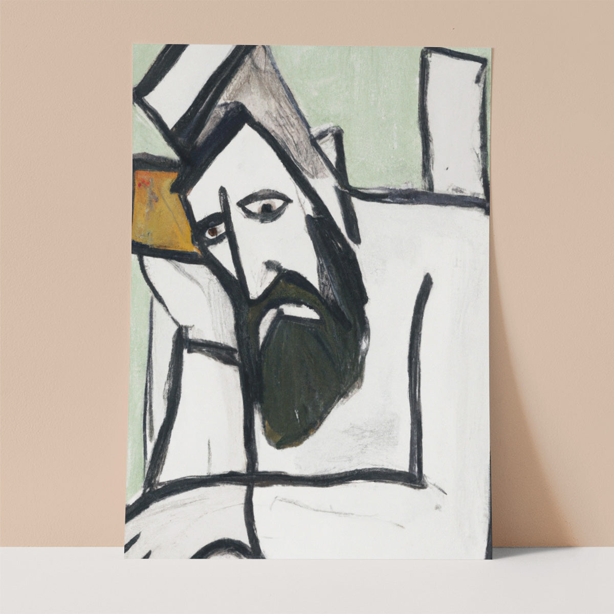 Bored Beard Man Wall print