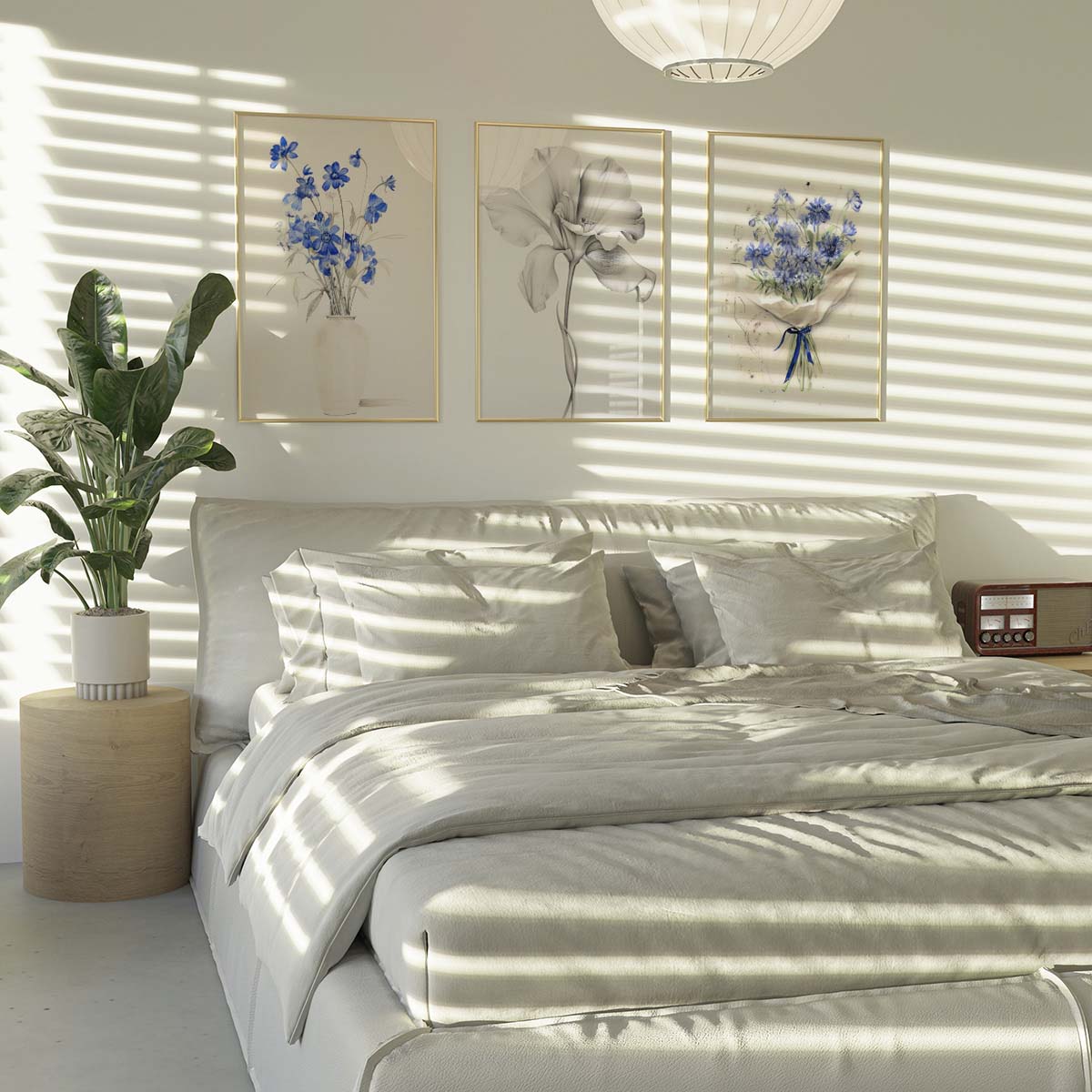 White Soft Floral Wall print