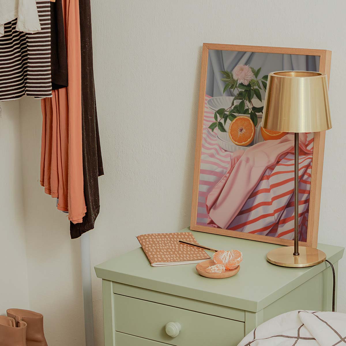 Vintage Striped Cloth Wall print
