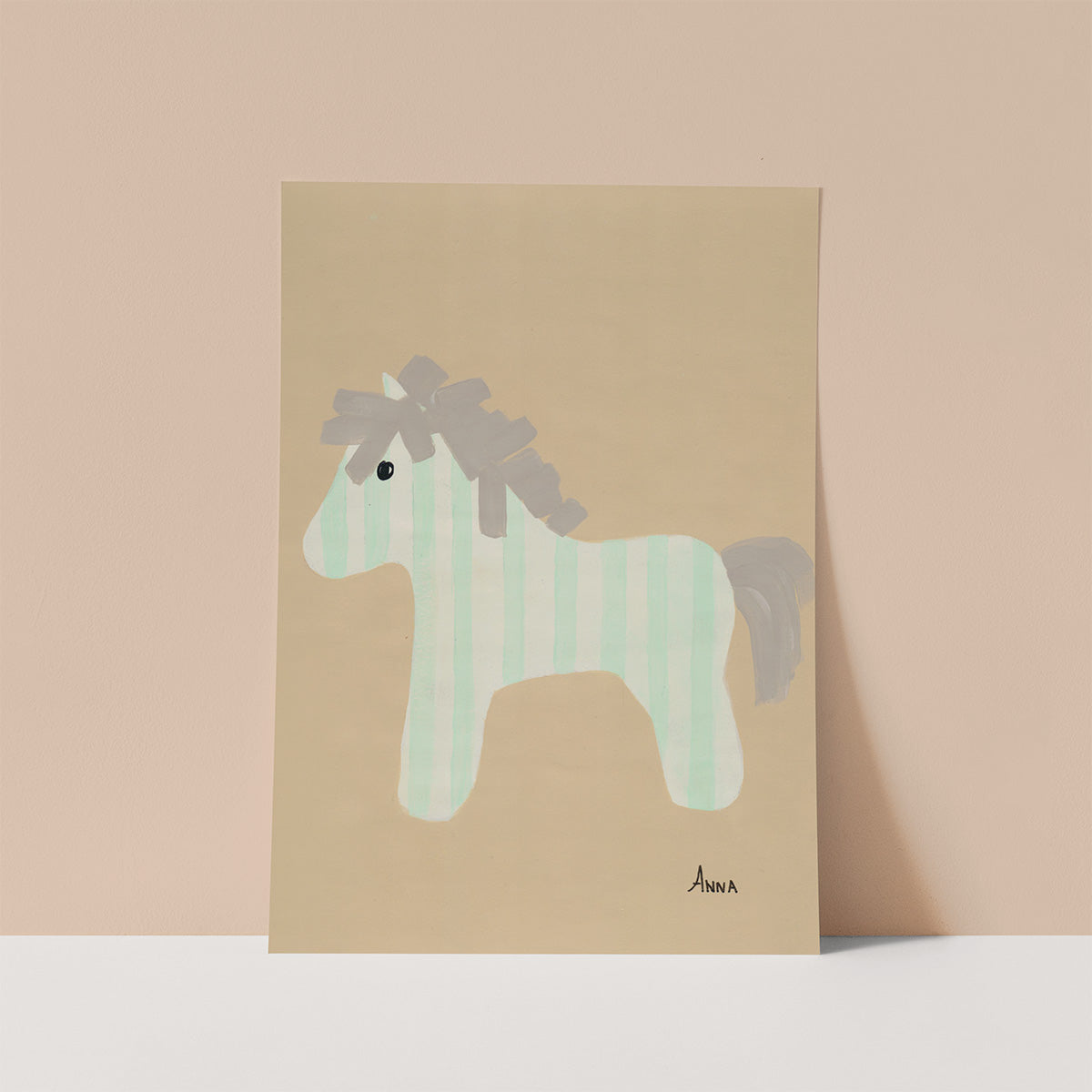 Thin Stripe Horse Wall print