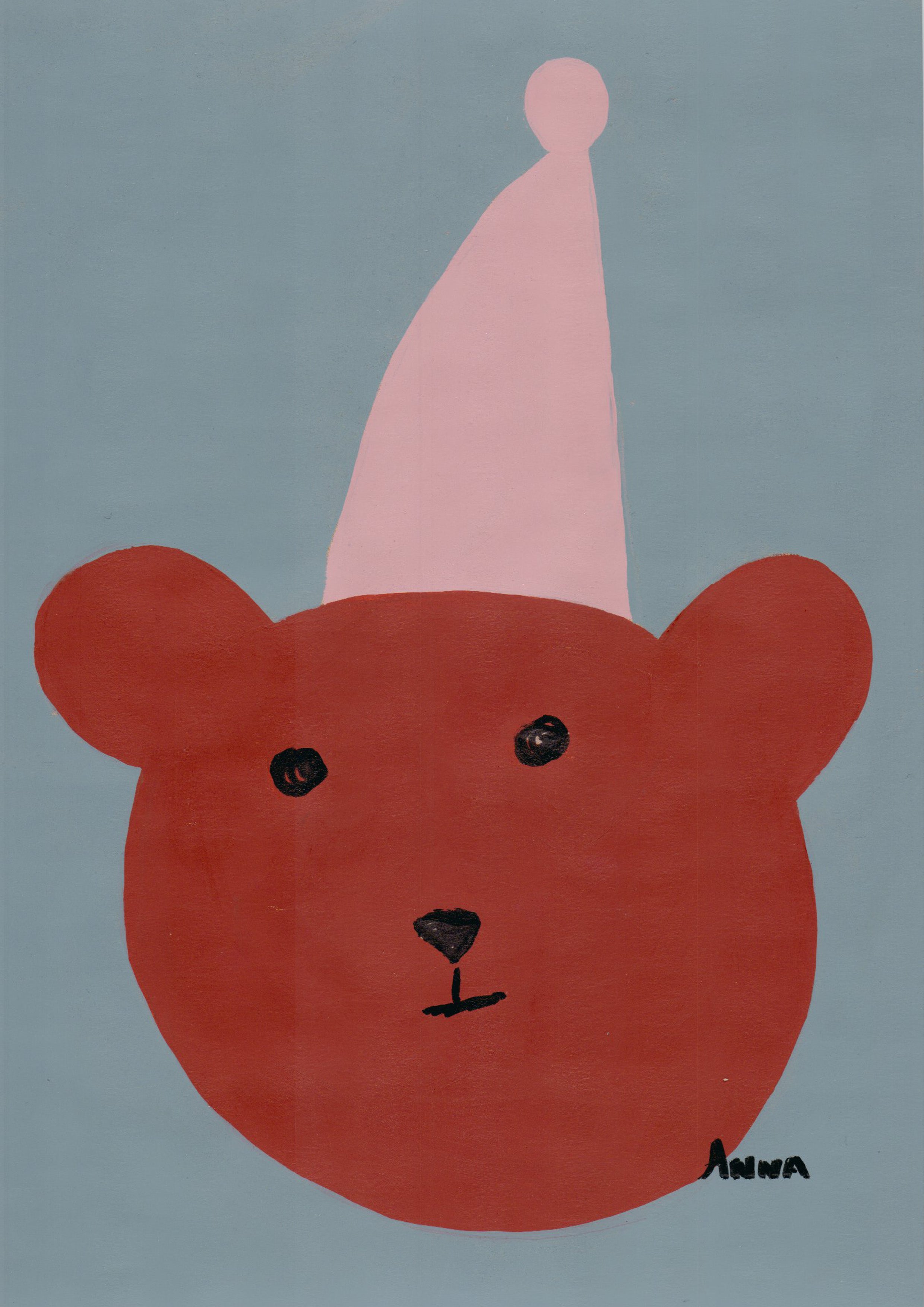Red bear Wall print