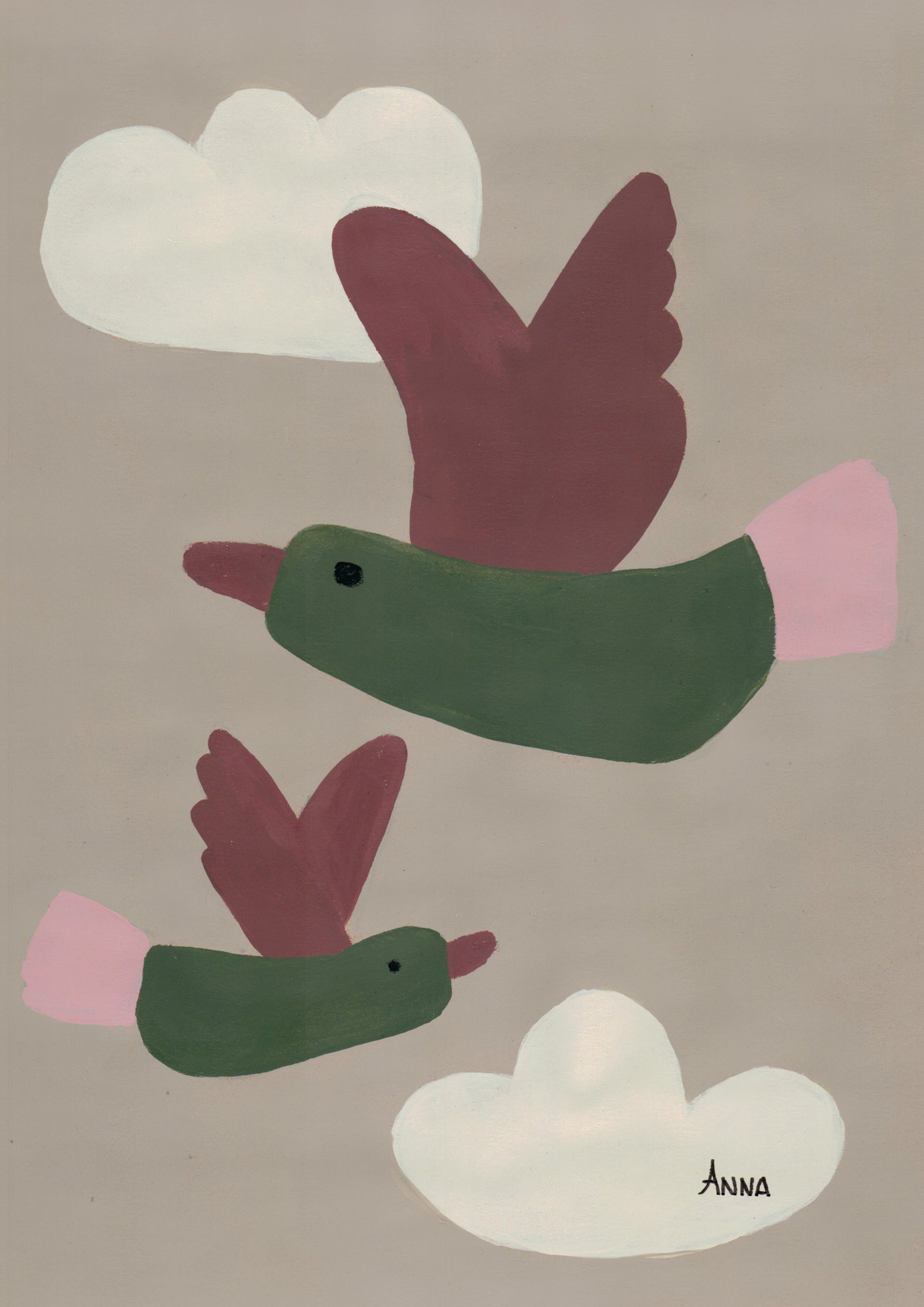 Birds and Clouds Wall print