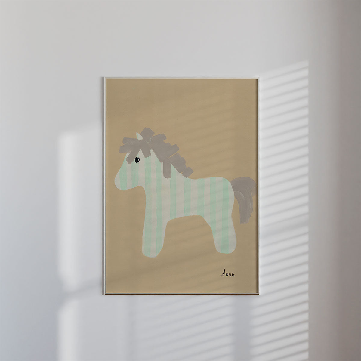 Thin Stripe Horse Wall print