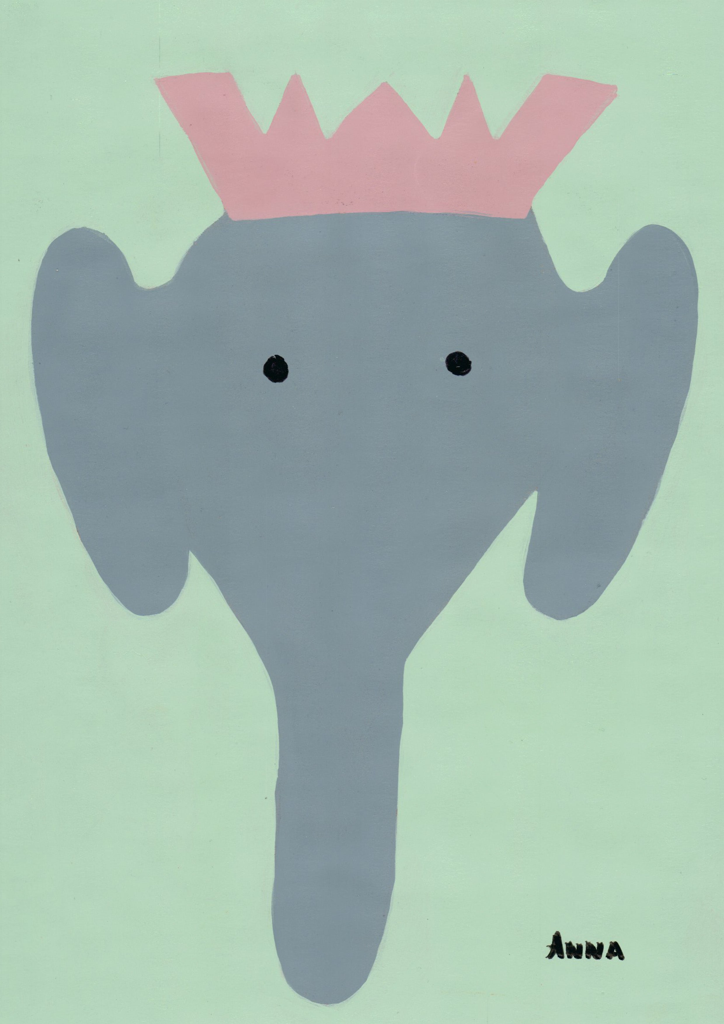 Pink Crown Elephant Wall print