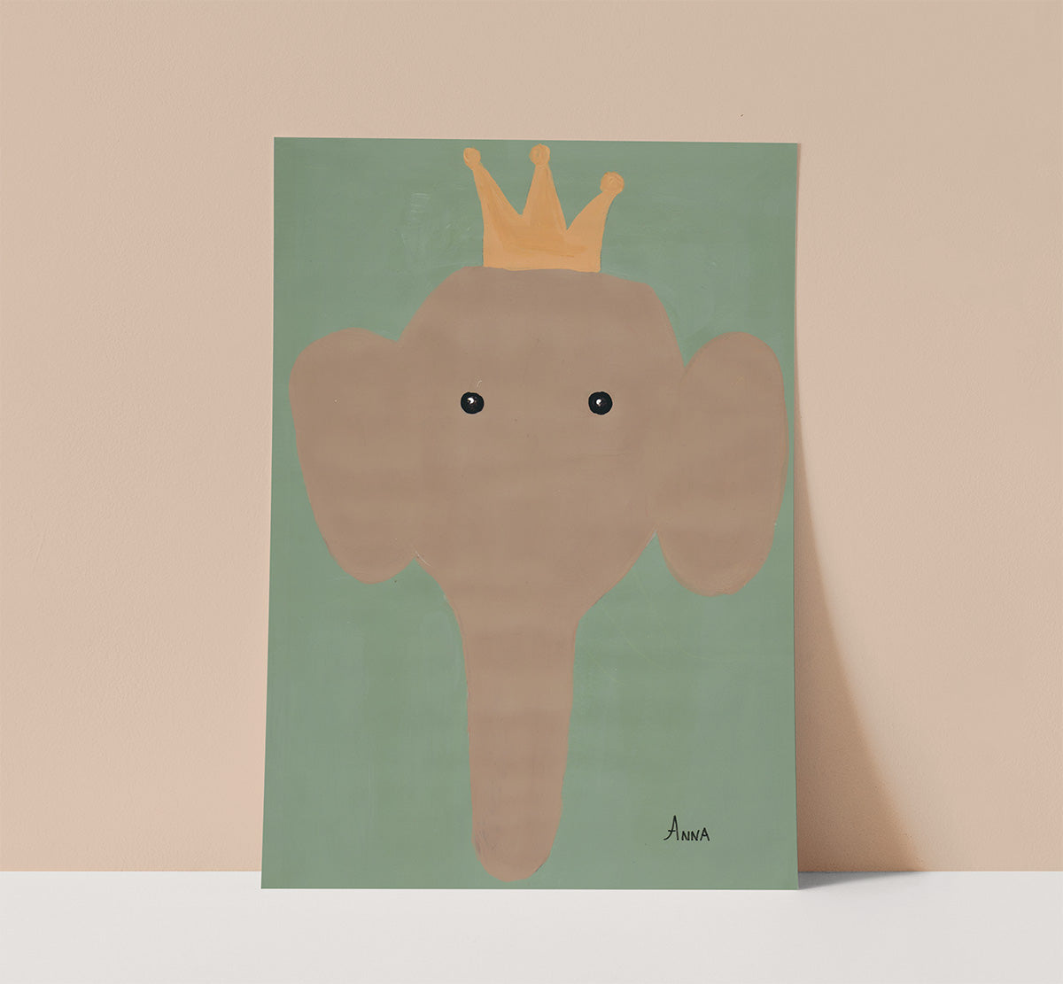 Yellow Crown Elephant Wall print