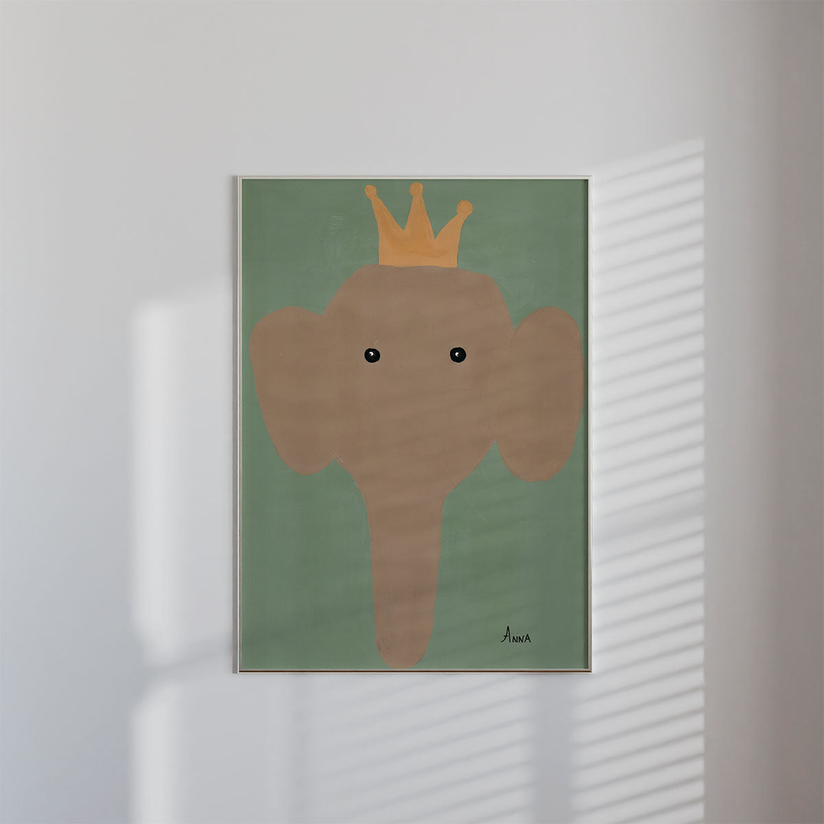 Yellow Crown Elephant Wall print