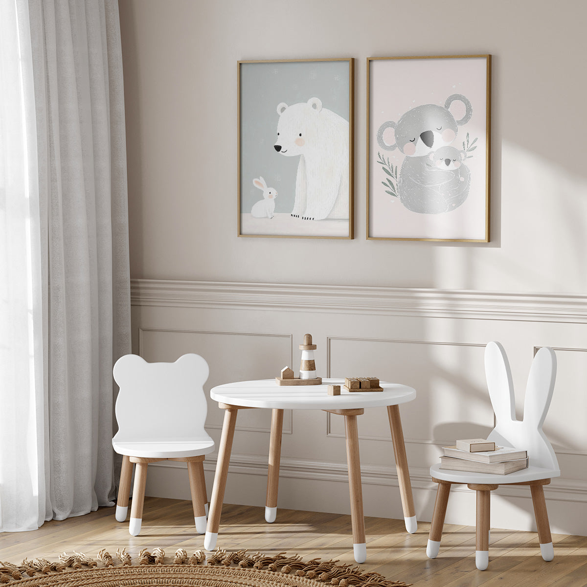 Bear and Bunny Wall print