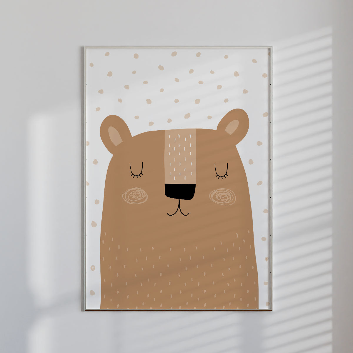 Brown Polkadot Bear Wall Print